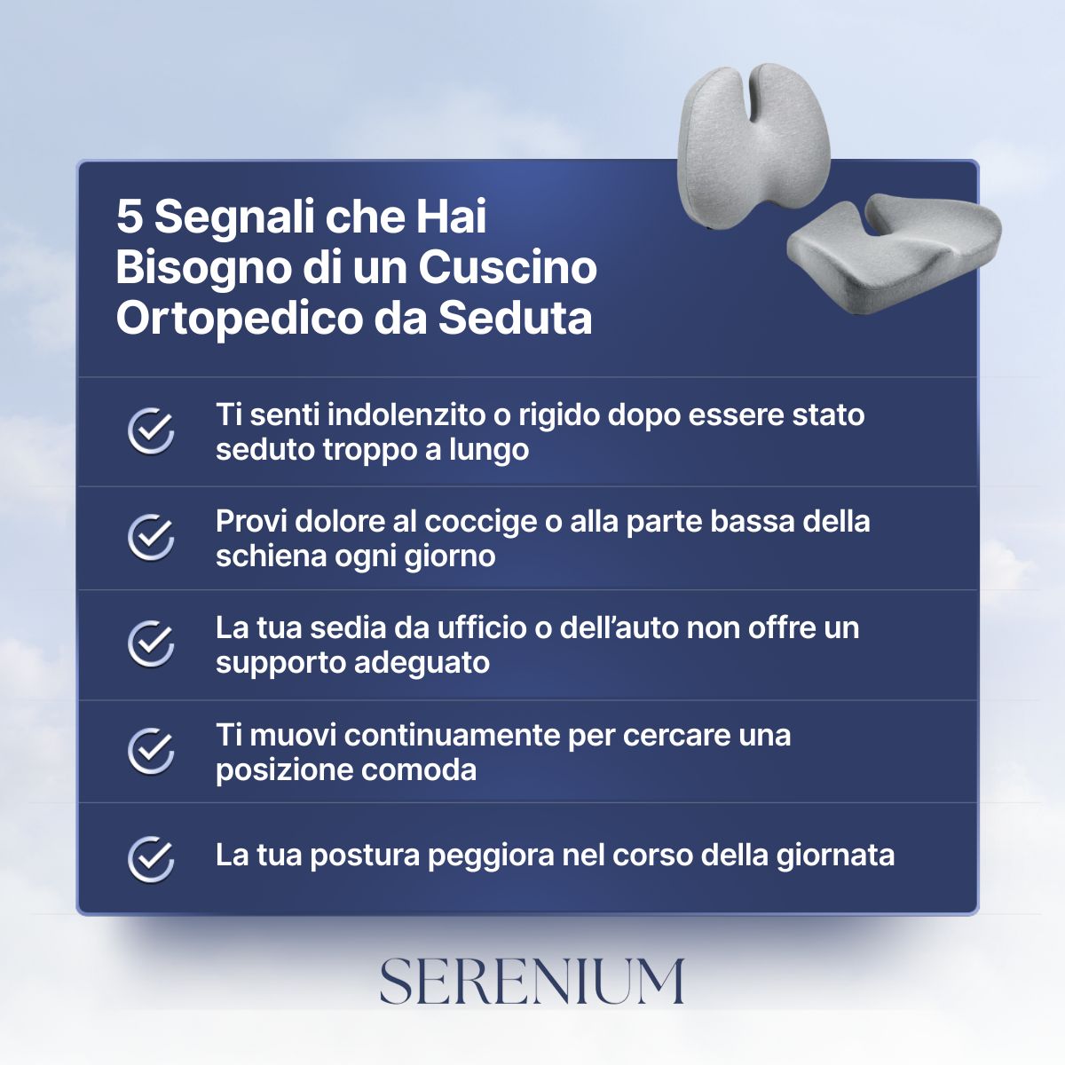 Serenium™ Support – Cuscino Posturale da Ufficio