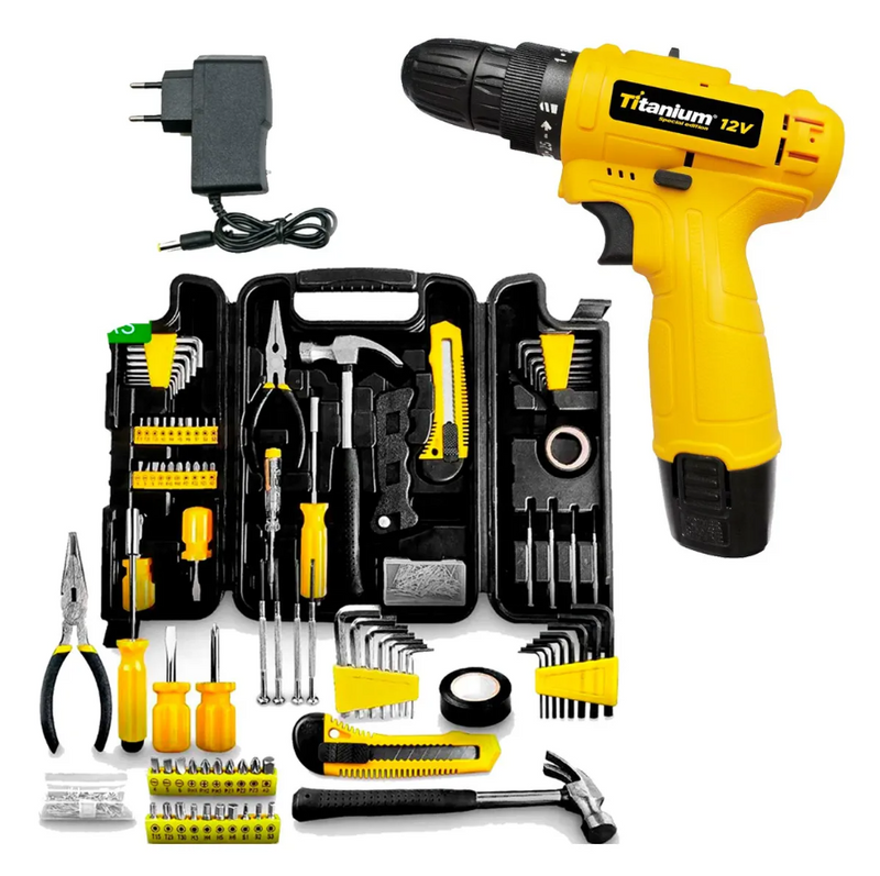 Kit Jogo De Ferramentas 129pcs + Parafusadeira Furadeira 12v